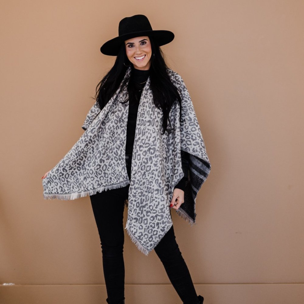 Leopard Print Reversible Open Front Cardigan